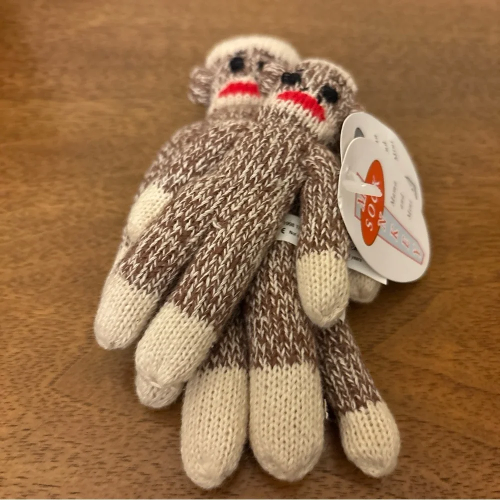 Vintage 90’s New Monkey‎ Sock Puppet mini - Mama & Mini - NWT - 5 Inches